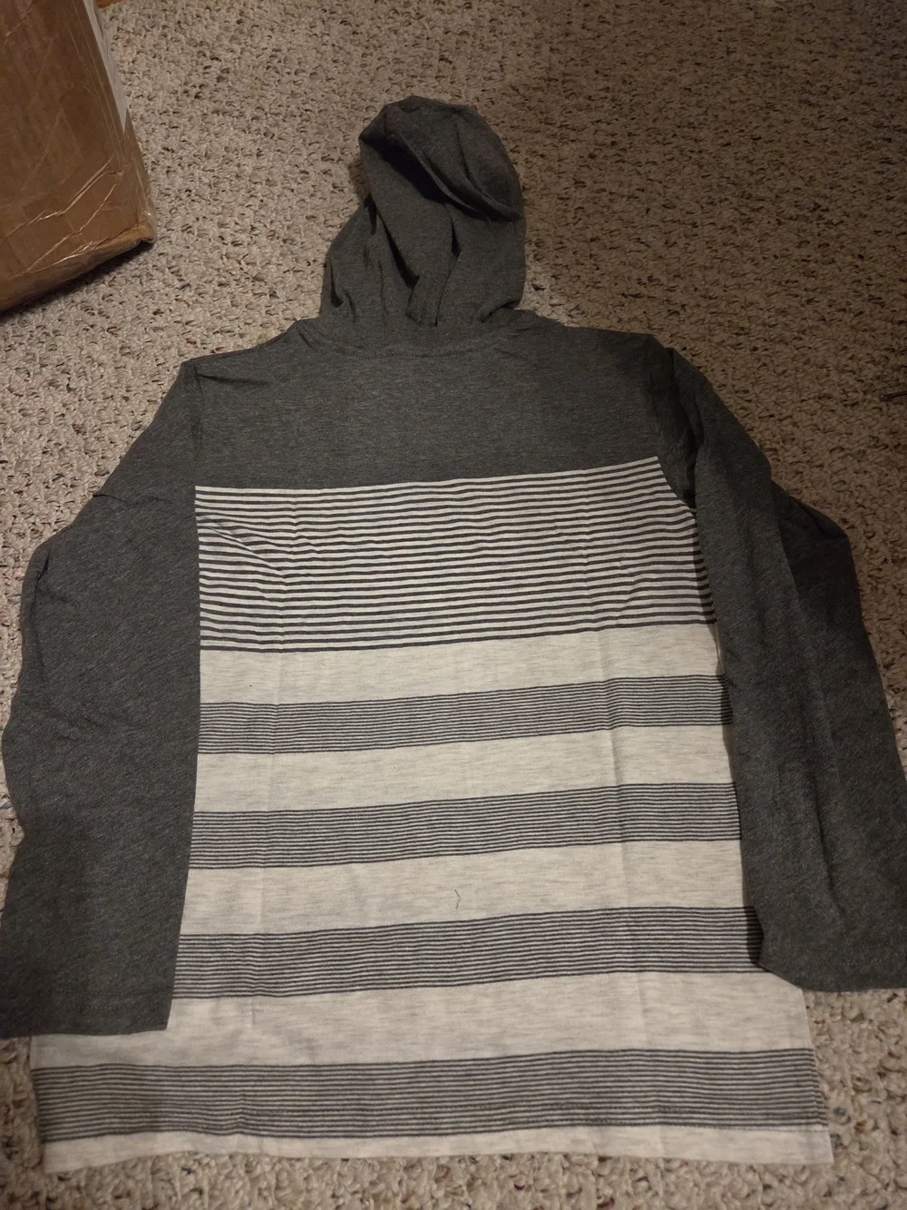 The Children's Place Charcoal and Light Gray Striped Hooded Pullover